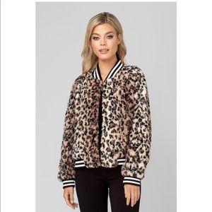 Joseph Ribkoff Faux Fur Leopard Bomber